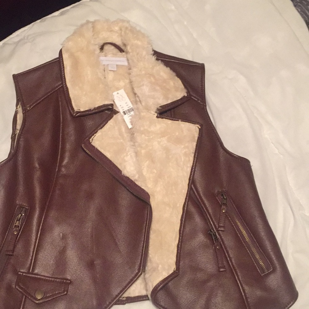 Leather Brown Vest New